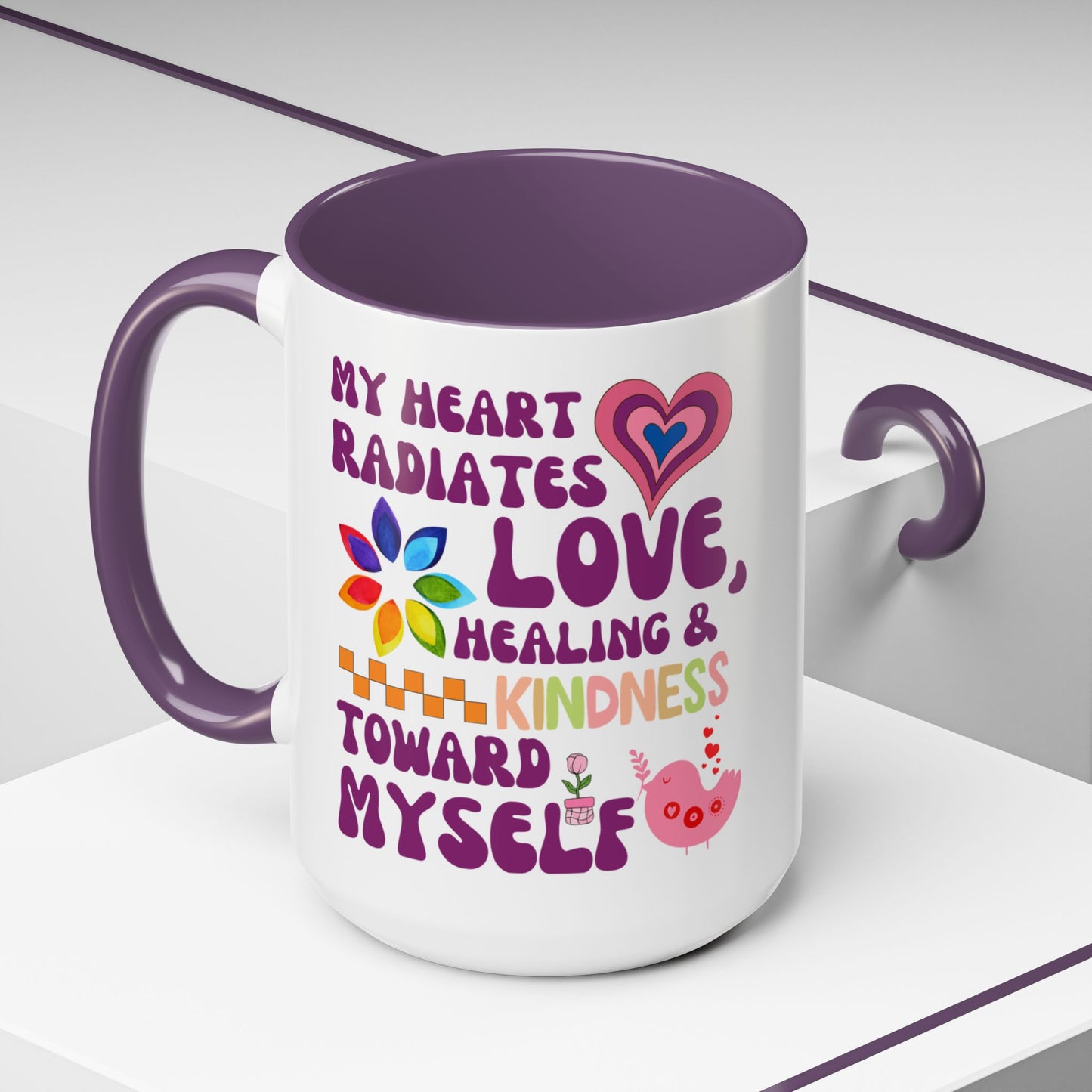 My Heart Radiates Love Mug in Purple