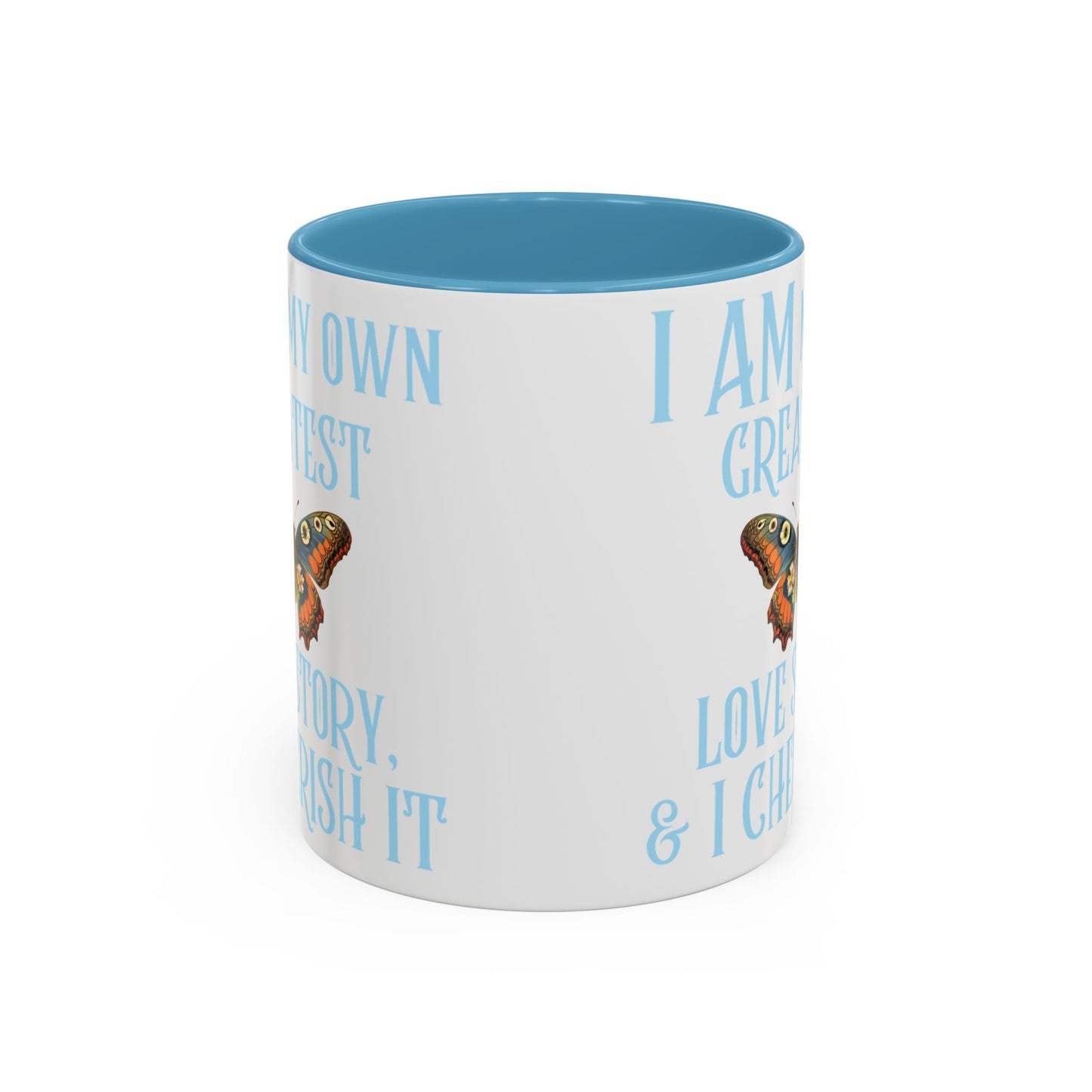 Inspirational Affirmation Mug - "I Am My Own Love Story & I Cherish It" Blue