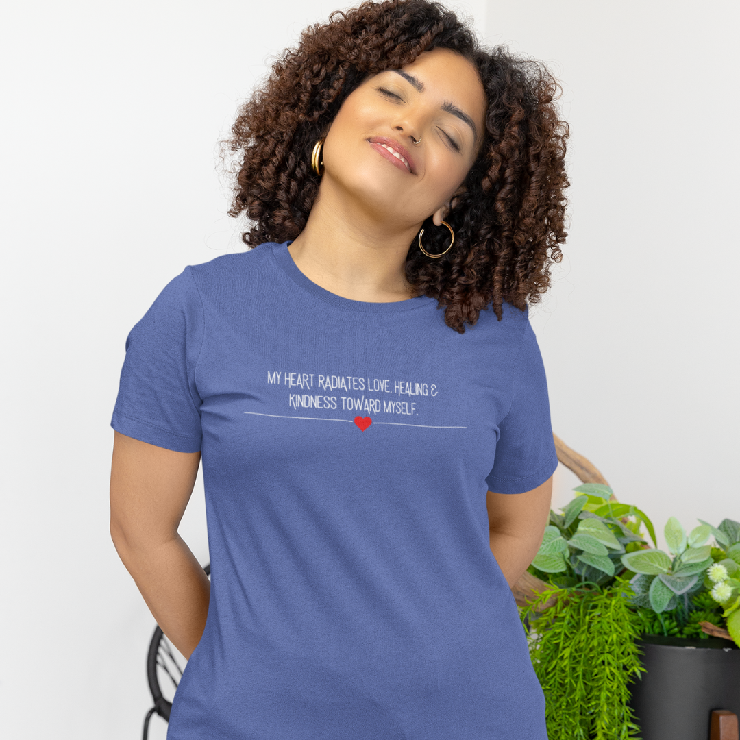 "My Heart Radiates Love" Minimalist Design Affirmation T-Shirts