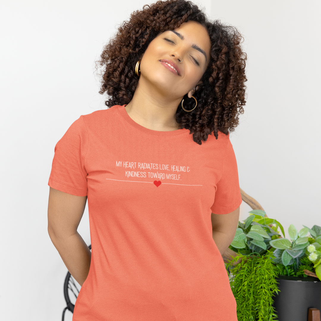 "My Heart Radiates Love" Minimalist Design Affirmation T-Shirts